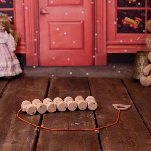 Caterpillar Pull Toy - 14 Wheels Pull Along Toy - Wooden Animal On Wheels - Baby Shower Gifts - Gifts For Toddlers