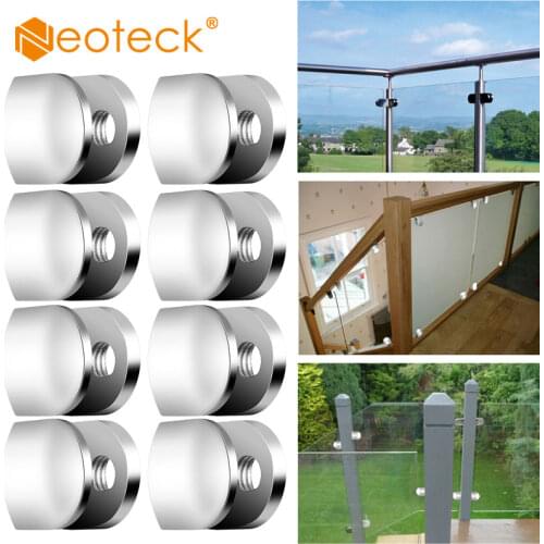 Neoteck 8 Pcs Glass Shelf Brackets Zinc Alloy Glass Clamp Wall Mounted 8 mm 6mm Adjustable Glass Bracket With Screws