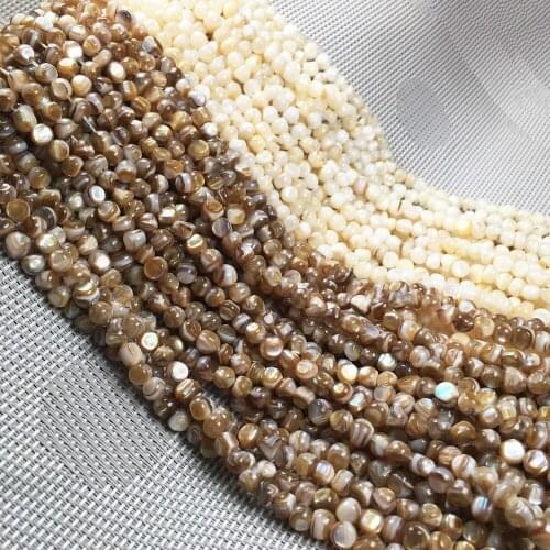 Round Mother of Pearl Shell Beads White Coffee Color DIY Retro Necklace Bracelet Party Jewelry Transfer Love Gift Loose Bead
