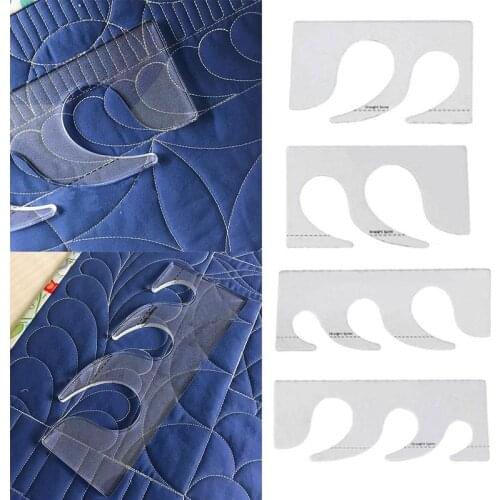 4PCS Templates Ruler Feather Plume Ruler Template for Sewing Machine DIY Drawing Template Craft Tool Drafting