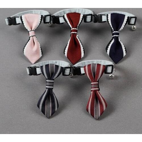 Small dog cat collar Safety Elastic Bowtie with bell Adjustable Soft Oxford Puppy Gentleman Tie Necklace pet Products