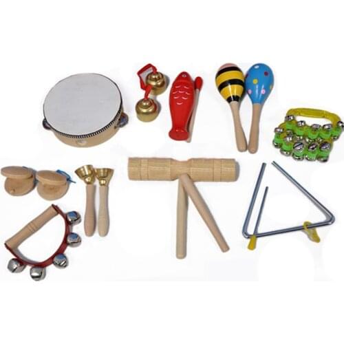 10pcs Music Toy Instruments Kits Kids Percussion Drum Toy Musical Instruments Set