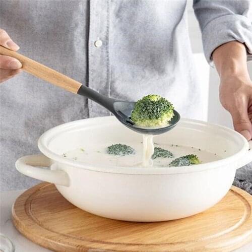 Silicone Cooking Utensils Set Non-stick Spatula Shovel Wooden Handle Cooking Tools Set with Storage Box Kitchen Tools 9PCs/Set