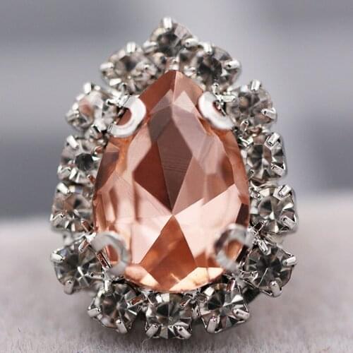 New arrival sew on glass rhinestones with claw Water red flatback Teardrop sew on Crystal button diy clothing/dress Accessories