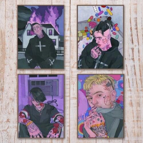 Home Decor Prints Painting Nordic Pictures Wall Art Hip Hop Rapper Lil Peep Modular Canvas Watercolor Poster Bedside Background