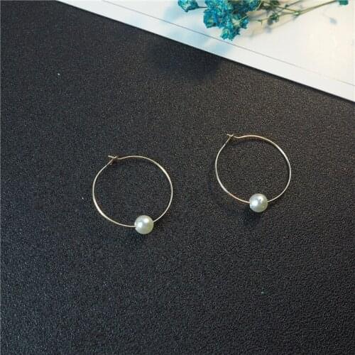 Simple Imitation Pearl Circle Hoop Earrings for women girls Night Club Jewelry Big Size Hoop Fashionable Earrings gift