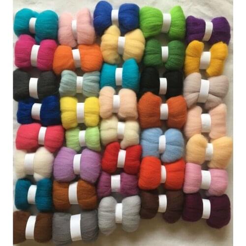 38colors wool for felting 70s 10g/20g/50g/100g/color wool felt wool fiber needle felt