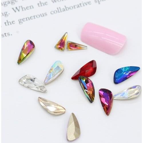 20p 4x8mm 5x11mm Wing point back Bride Nails Stone crystal Rhinestones For Nail Art Decorations DIY Craft Art strass chatons Gem