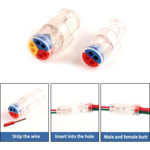 Universal Butt Type Wire Cable Connector Detachable Quick Connector 1 into 2 out compact Conductor Terminal block 0.08-2.5mm2
