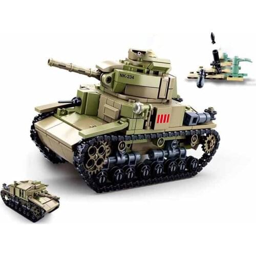 Military series World War II Italian Army M13 / 40 medium tank soldier DIY Model Building Blocks Toys Gifts