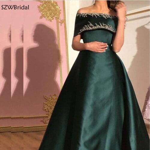 New Arrival Boat Neck Green Evening dresses Long Evening gowns Robe soiree femme Cheap party dress 2021 Vestidos elegantes