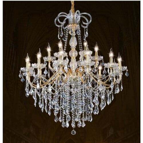 Golden Crystal Chandeliers Home Lighting lustres de cristal Decoration D62cm H73cm 6arms Candle Chandelier Living Room Pendants