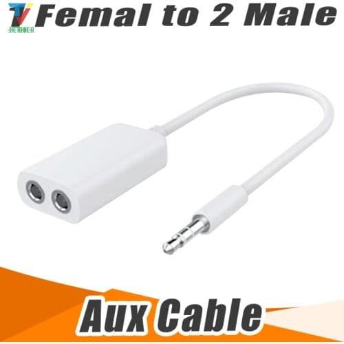 100pcs/lot Jack 3.5 mm to Dual 3.5mm Cable male to Female Audio cables Splitter adapter cabo kabel Plug Stereo speaker earphone