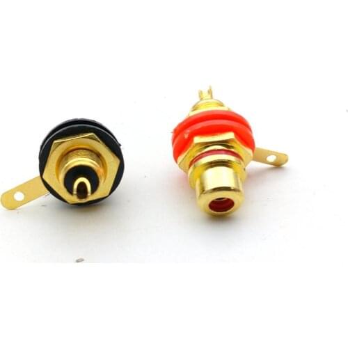 100pcs RCA Phono Chassis Panel Mount Gold Plated Female Socket adapter connector