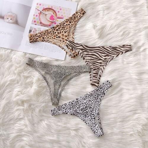 2021 Womens Thong Pants Sexy Leopard Panties Low Waist Seamless Briefs One Piece Seamless G-String Female Invisible Lingerie