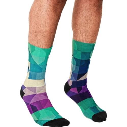 2021 Funny Socks Men harajuku Rainbow leopard personality Socks Printed Happy hip hop Novelty Skateboard Crew Casual Crazy Socks