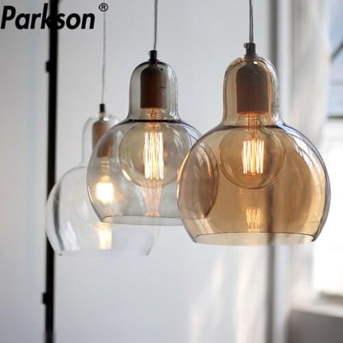 3-Color Glass Pendant Light E27 LED Hanging Lamp Indoor Decoration Pendant Lamp Bedroom Dining/Living Modern Nordic Hanging