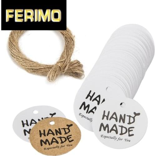 3cm round vintage paper gift hang tag kraft/white DIY products brand note hang tag 100pcs per lot custom logo cost extra
