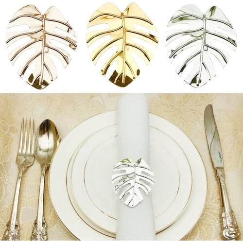 6pcs/Set Leaves Napkin Rings Holders Wedding Decoration Table Metal Napkin Holder Buckle Christmas Table Decor Party Supplies