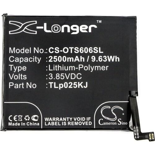 Cameron Sino 2500mAh Battery for Alcatel One Touch Idol 5S One Touch Idol 5S LTE OT-6060S OT-6060X,TLp025K1 TLp025KJ