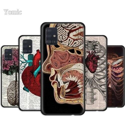 Human Anatomy Case for Samsung Galaxy A51 A71 A50 A21s S20 FE S21 Ultra A31 A10 A20e A41 A70 M31 A30 Black TPU Phone Cover Coque
