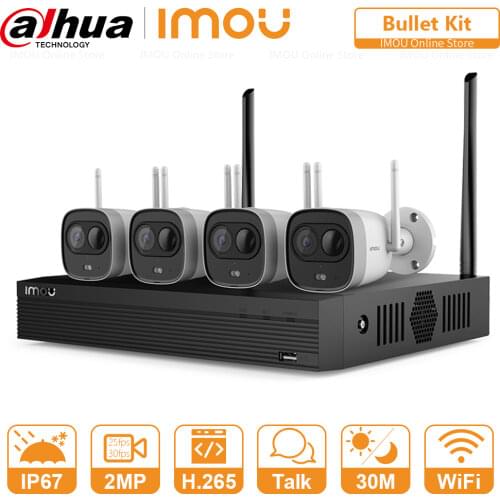 Dahua Wifi Camera Kits 4CH 2MP CCTV Security System H.265 Outdoor PIR Detection Wireless Video Surveillance Set