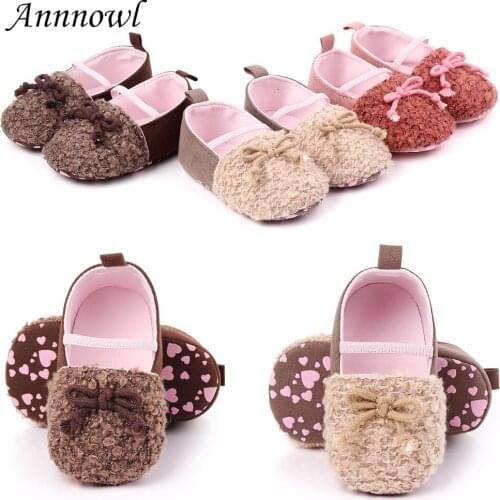 New Fashion Baby Girl Shoes Princess Fleece Casual Shoes Soft Sole Infant Footwear Toddler Mary Jane Flats with Bows 0-18 Months