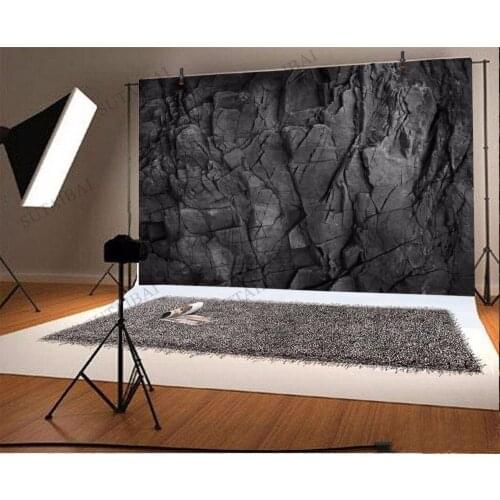 Photo Backdrop Vinyl 3D Stone Wall Black Rock Aquarium Background Photography Props for Photo Studio