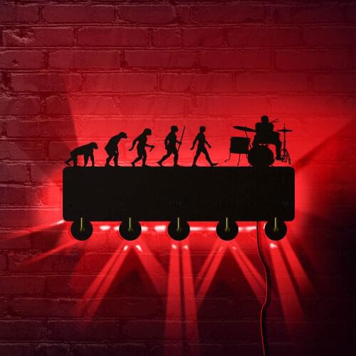 Geek Evolution Drummer Design Clothes Hook Door Wall Hook Hanger Handbag Keys Muisc Theme Bathroom Kitchen Retro Holder
