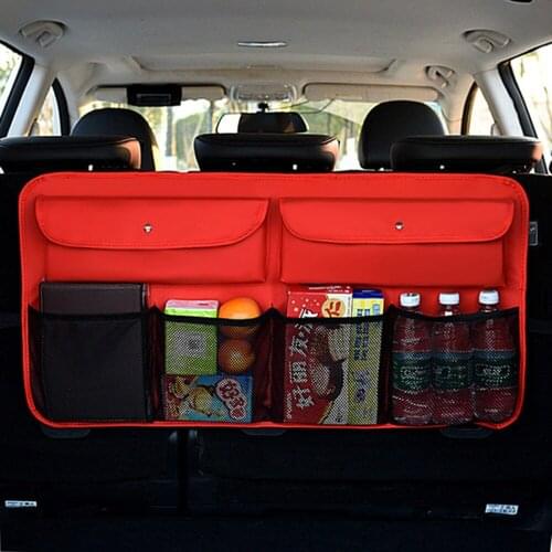 PU leather Car Rear Seat Back Storage Bag Multi Hanging Net Pocket Trunk Bag Organizer Auto Stowing Tidying Interior Accessories