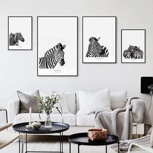 07G Nordic Decorative Black And White Animal Zebra A2 A3 A4 Canvas Painting Print Poster Picture Wall Living Room Home Decor
