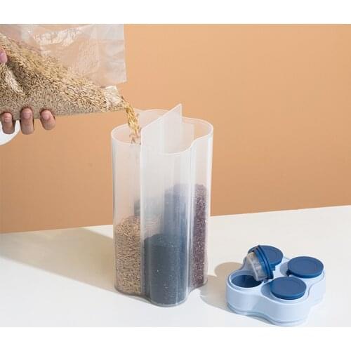 Creative 2-3L Sealed Jar Independent 4 Lattice Anti-Corrosion Moisture-Proof Dustproof Tank Food Beans Noodles Corn Storage Box