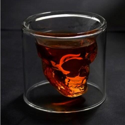Creative 2 Sizes Wine Glass Designer Skull Head Shot Glass Fun Transparent Party Doo Glass Vaso My Bootle Copo Beer Party Decor