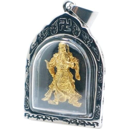 Unisex 316L Stainless Steel Guan Yu Hero Protect Pendant