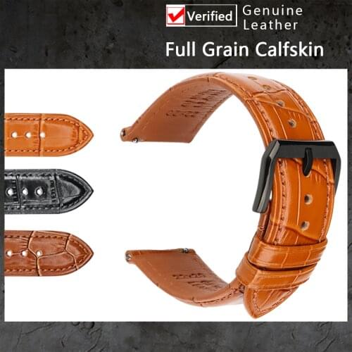 MAIKES Genuine Leather Watch Strap 20mm 22mm Butterfly Buckle For Samsung Galaxy Active2 42mm Watchbands Smart Watch Accessories