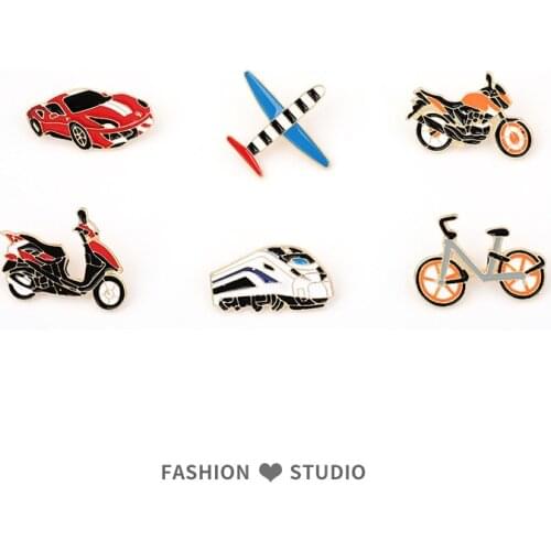 Unisex Airplane Car Train Transportation Metal Brooch Small Corsage Cute Cartoon Badge Pin Buckle Gift Lover Brooch Accessories