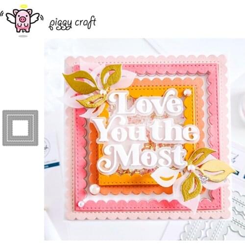 Piggy Craft metal cutting dies cut die mold Square garland wavy frame Scrapbook paper craft knife mould blade punch stencils die