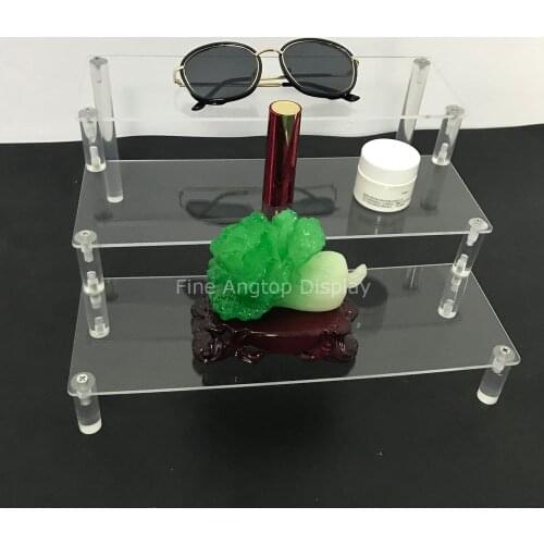Upgrade 3 tier Acrylic Glass All Purpose Display Stand For Rocks Minerals Figurines Jewelry Necklace Bracelet Earrings Cosmetic