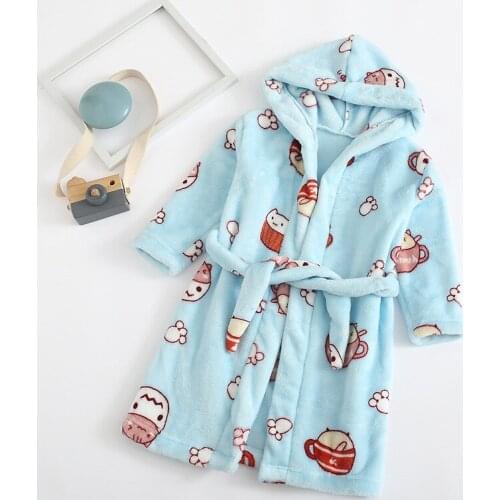 Cartoon Kids Robes Flannel Child Boys Girls Robes Lovely Animal Hooded Bath Robes Long Sleeve Baby Boy Bathrobe Child Clothing
