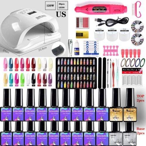 Manicure Set Nail Set UV LED Lamp Dryer Nail Gel Polish Kit Soak Off Manicure Tools Set Electric Nail Drill Nail Tools