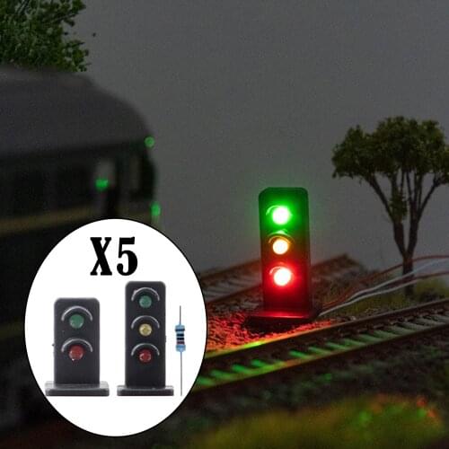 Pack of 5 Diorama 1:87 HO Scale Traffic Light Lamp Miniature Sand Table Micro Landscape Building Railway Model Scenery Supplies