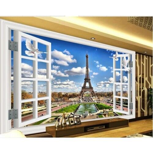 3d mural wallpaper Window tower 3d room wallpaper landscape 3d stereoscopic wallpaper Home Decoration