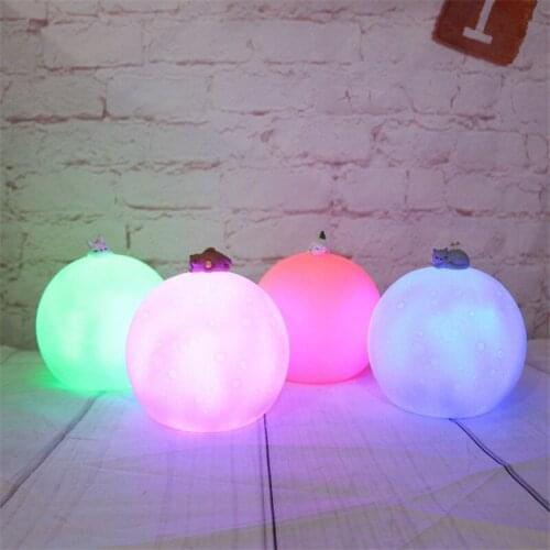 Pet Planet Night Light Home Decor USB Bedside Lamp Ornaments Wedding Decoration Cute Bear Bunny Pat Light Kid Room Desktop Gifts