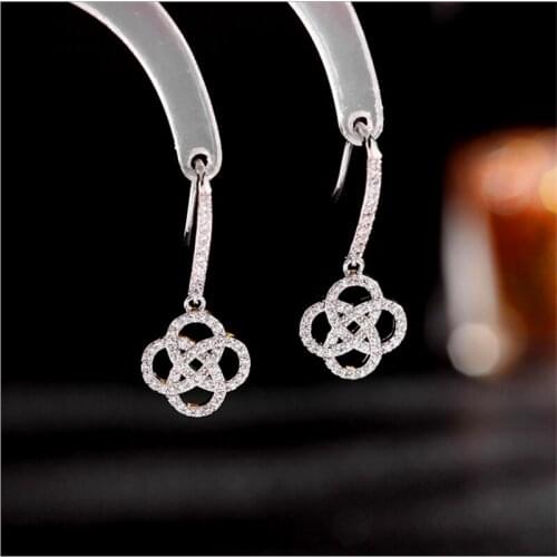 2021 Newly Women Fashion Creative Jewelry Crystal Copper Zircon Flowers Earrings Lotus Ear Hooks