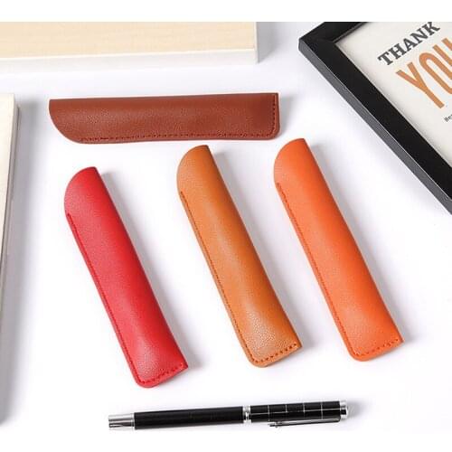 New PU Leather Pencil Case Pen Storage Bag Pen Case Pen Cover School Supplies Pen Protective Sleeve Sign Pen Cover Leather