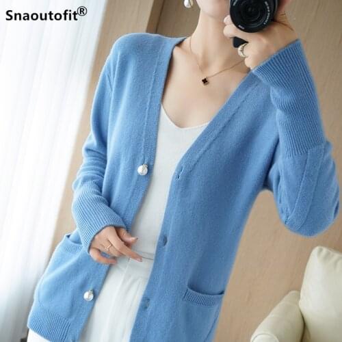 Spring Autumn New,Pure Wool Cardigan Womens Knitwear Sweater,Pearl Button,Pockets,V-Neck Long Sleeve,Loose Jacket,Basic Top XXL