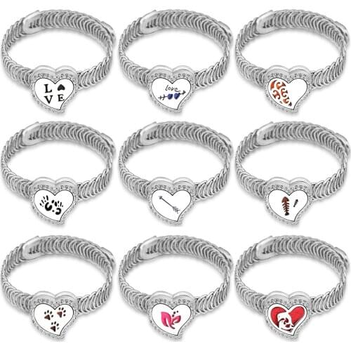 New 30 Styles Heart-Shaped Perfume Diffuser Locket Bracelet Stainless Steel Zircon Bracelet For Charm Women Aromatherapy Jewelry