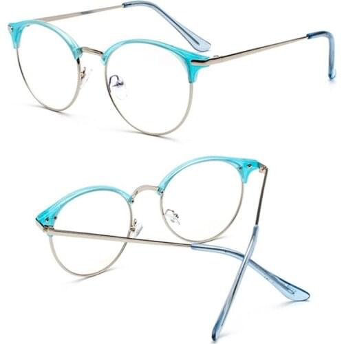 Retro Classic Clear Lens Nerd Frames Glasses Men Women Eyeglasses Vintage Half Metal Eyewear Frame Fashion Designed