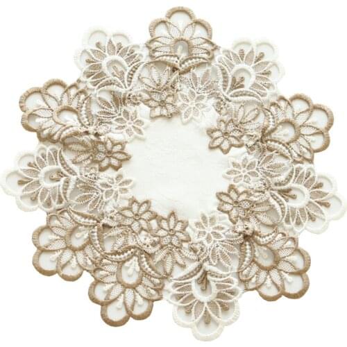 Tea Cup Coasters Gold Coaster Mantel Pad Lace Mat Placemat For Dining Table Round Placemats Place Mats Kitchen Accessories TS5