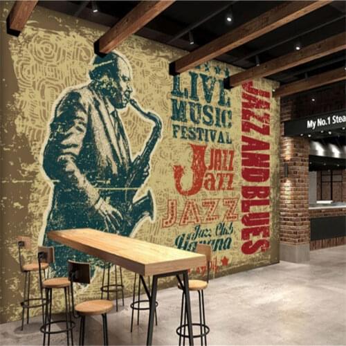 Retro Nostalgic Saxophone Background Wall Paper Papel De Parede 3d Music Restaurant Bar Club Industrial Decor Mural Wallpaper 3D